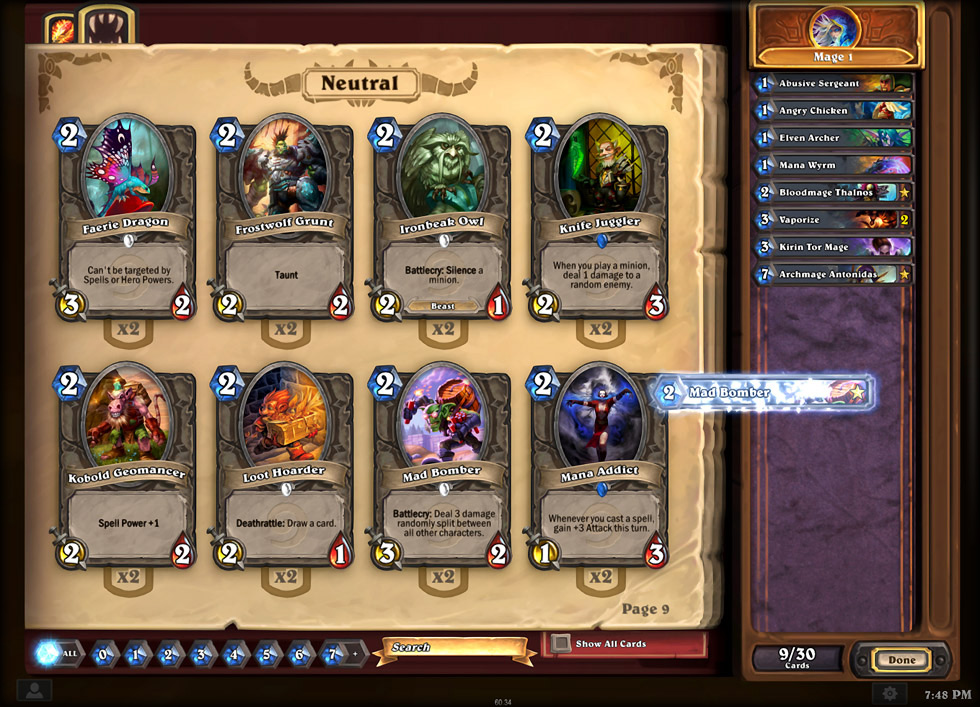 Screenshot Hearthstone - 1 Profipackung Deck of Cards