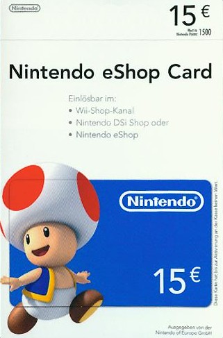 Cover Nintendo eShop Card 15 Euro