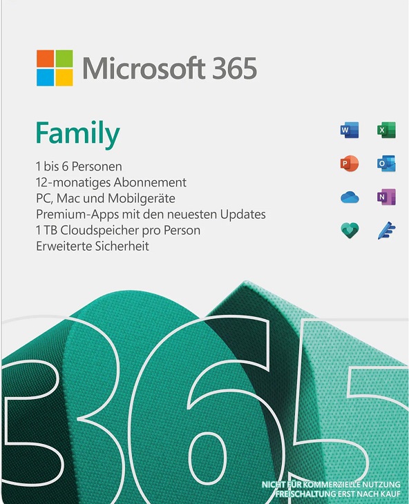 Cover Microsoft 365 Family MS Office 6 Nutzer, 1 Jahr