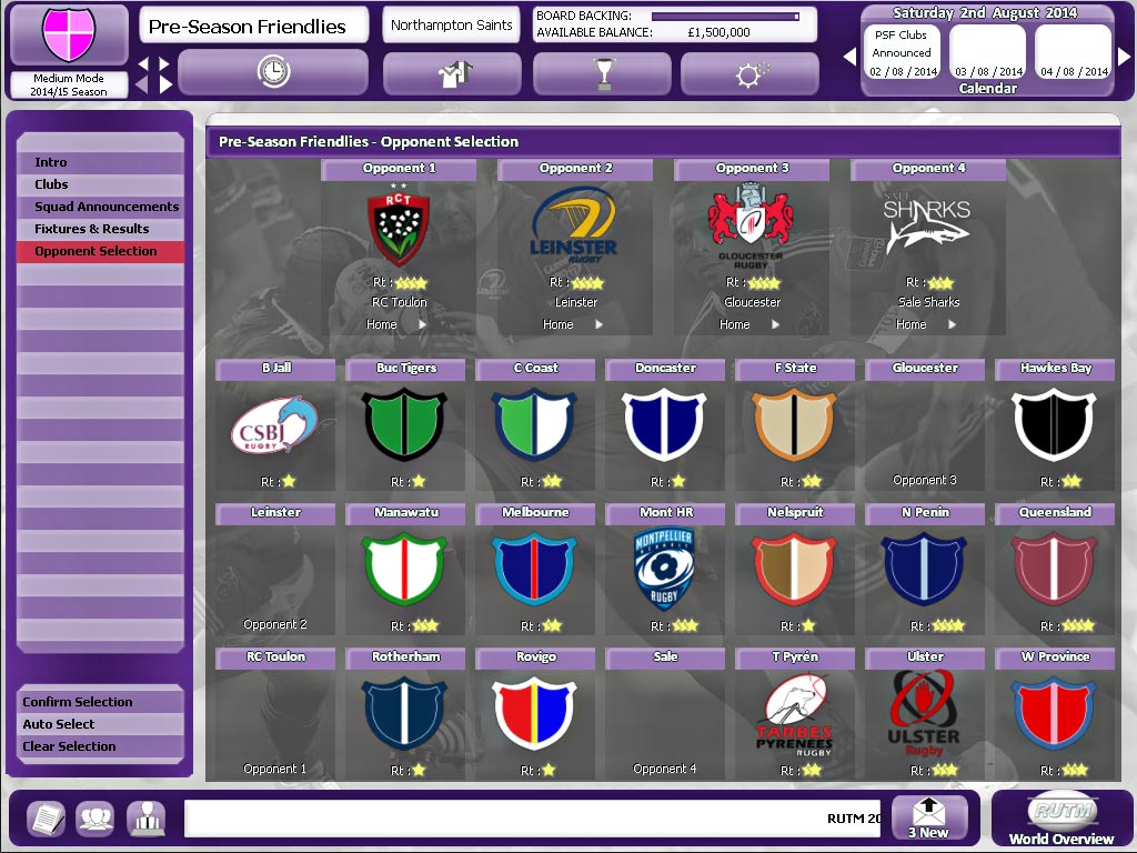 Rugby Union Team Manager 2015