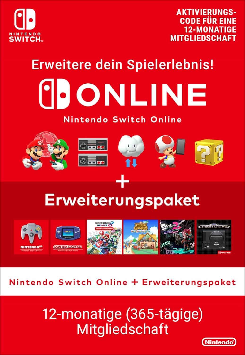 Cover Nintendo Switch Online Einzelmitgliedschaft - 12 Monate + Erweiterungspaket