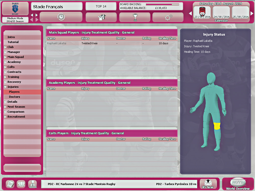 Rugby Union Team Manager 2015
