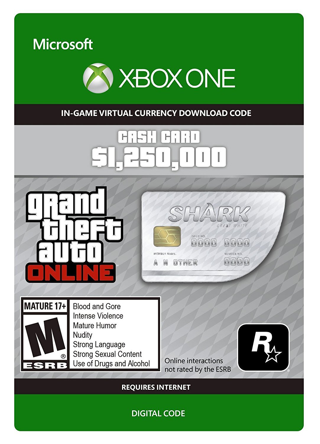 Cover Xbox One: GTA Grand Theft Auto V Online CashCard Der Weiße Hai (1.250.000 $)